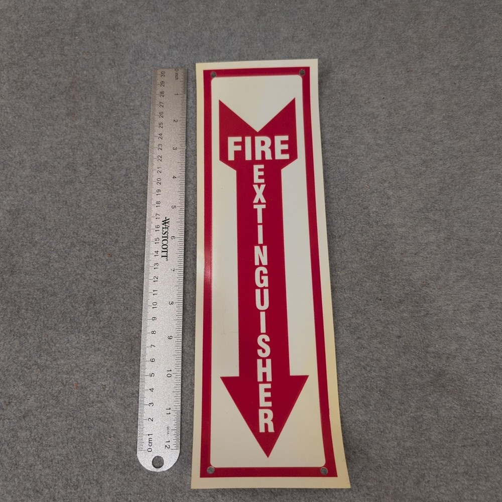 Vintage Style Glow in the Dark Fire Extinguisher Sign‎ Red Arrow Vertical Safety - Picture 2 of 3